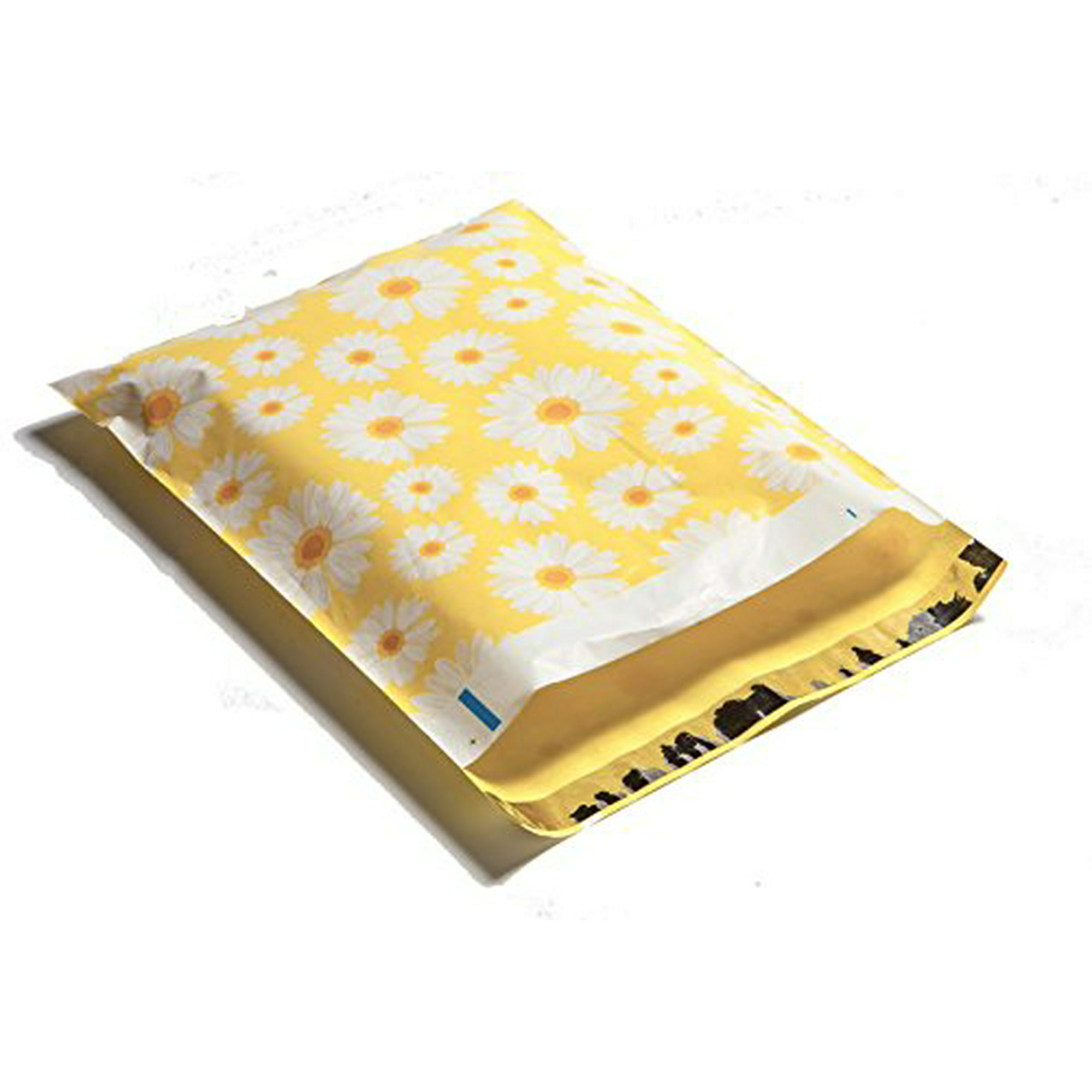 100 Designer Printed Poly Mailers 10X13 Shipping Envelopes Bags YELLOW DAISY